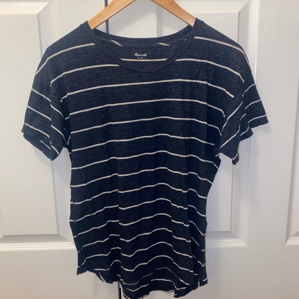 Madewell Navy & White Striped Cotton Tee